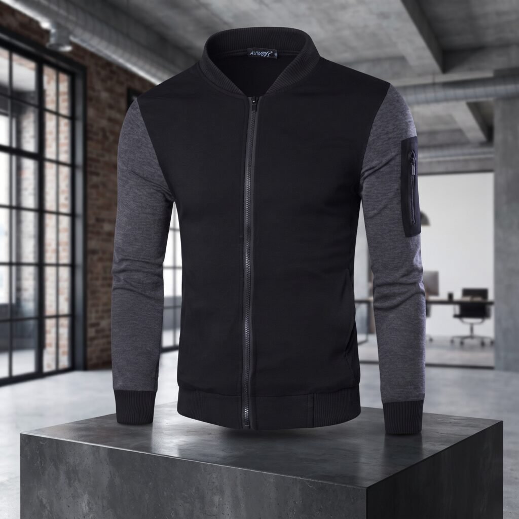 Men's Winter Bomber Zipper Jacket - Black (Edition 2) - L, Black