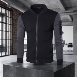 Men's Winter Bomber Zipper Jacket - Black (Edition 2) - L, Black