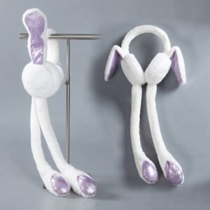 Cute Bunny Cap Headphone Plush Ear Muff Winter Headwear for Women & Girls – Soft Warm Cartoon Style (Random Color)