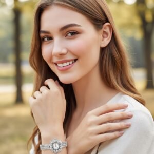 Elegant Pearl Halo Watch