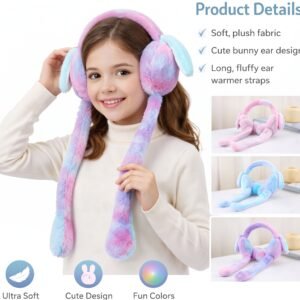 Cute Bunny Cap Headphone Plush Ear Muff Winter Headwear for Women & Girls – Soft Warm Cartoon Style (Random Color)