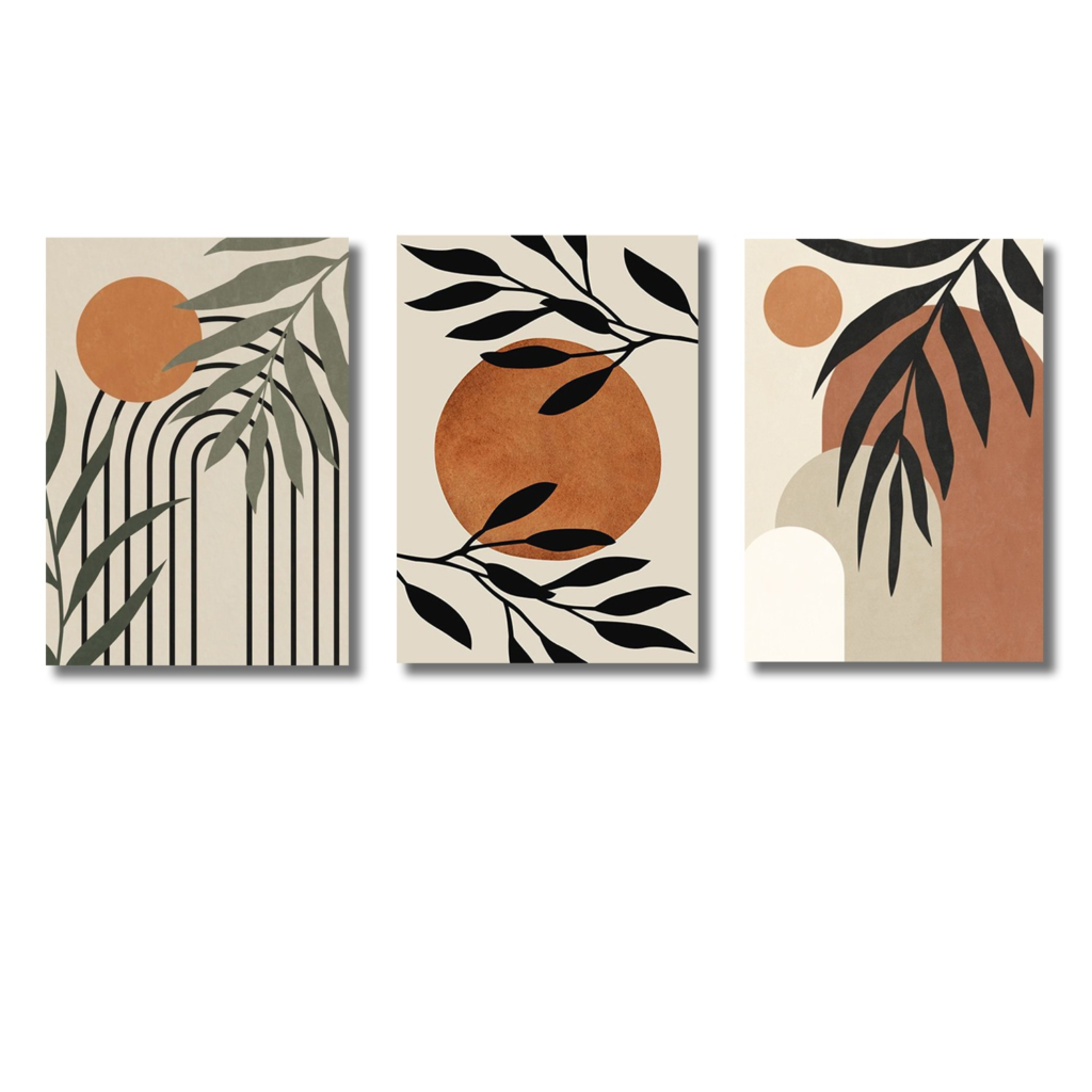 Set of 3 Abstract Wall Art Frames - MDF Board