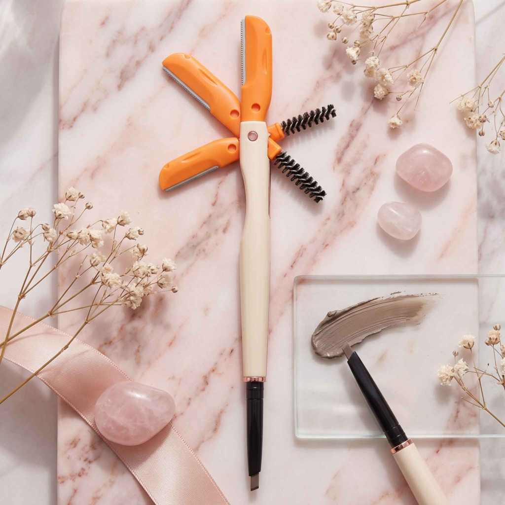 3 In 1 Eyebrow Pencil Brush And Razor - Compact Daily Grooming Tool