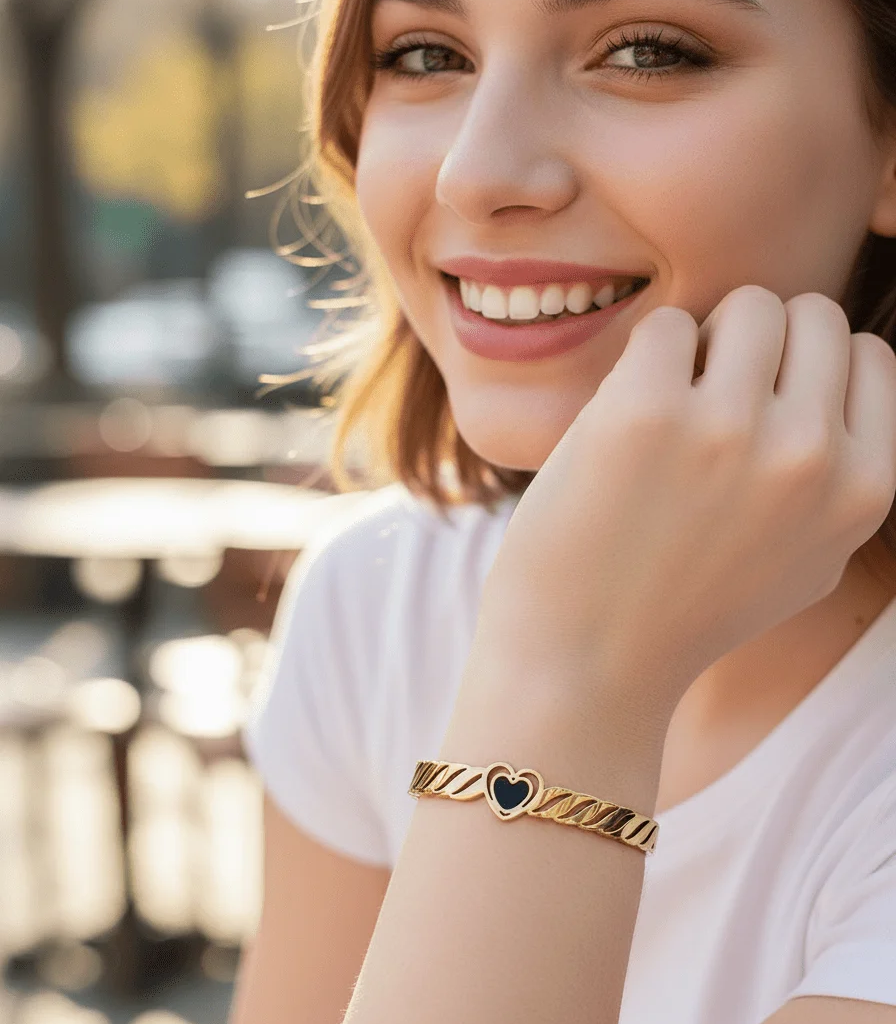 Golden Heartline Bangle